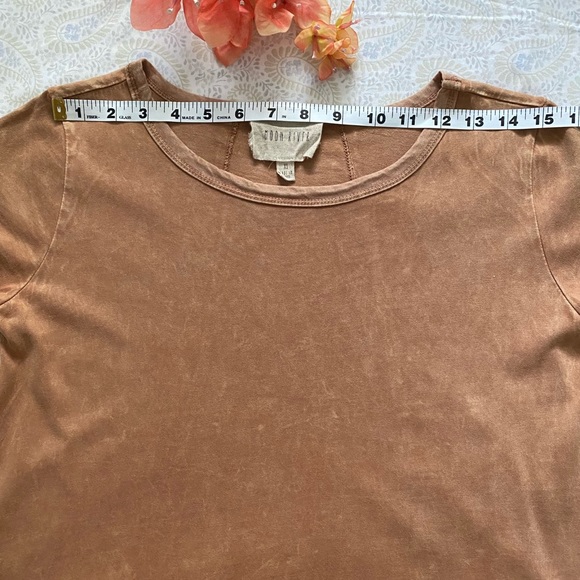 Moon River chic lagenlook 100% cotton jersey marble wash top, terra cotta - Picture 7 of 10